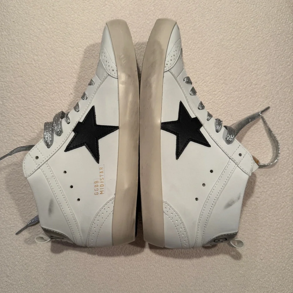 Golden Goose White and Black Sneakers